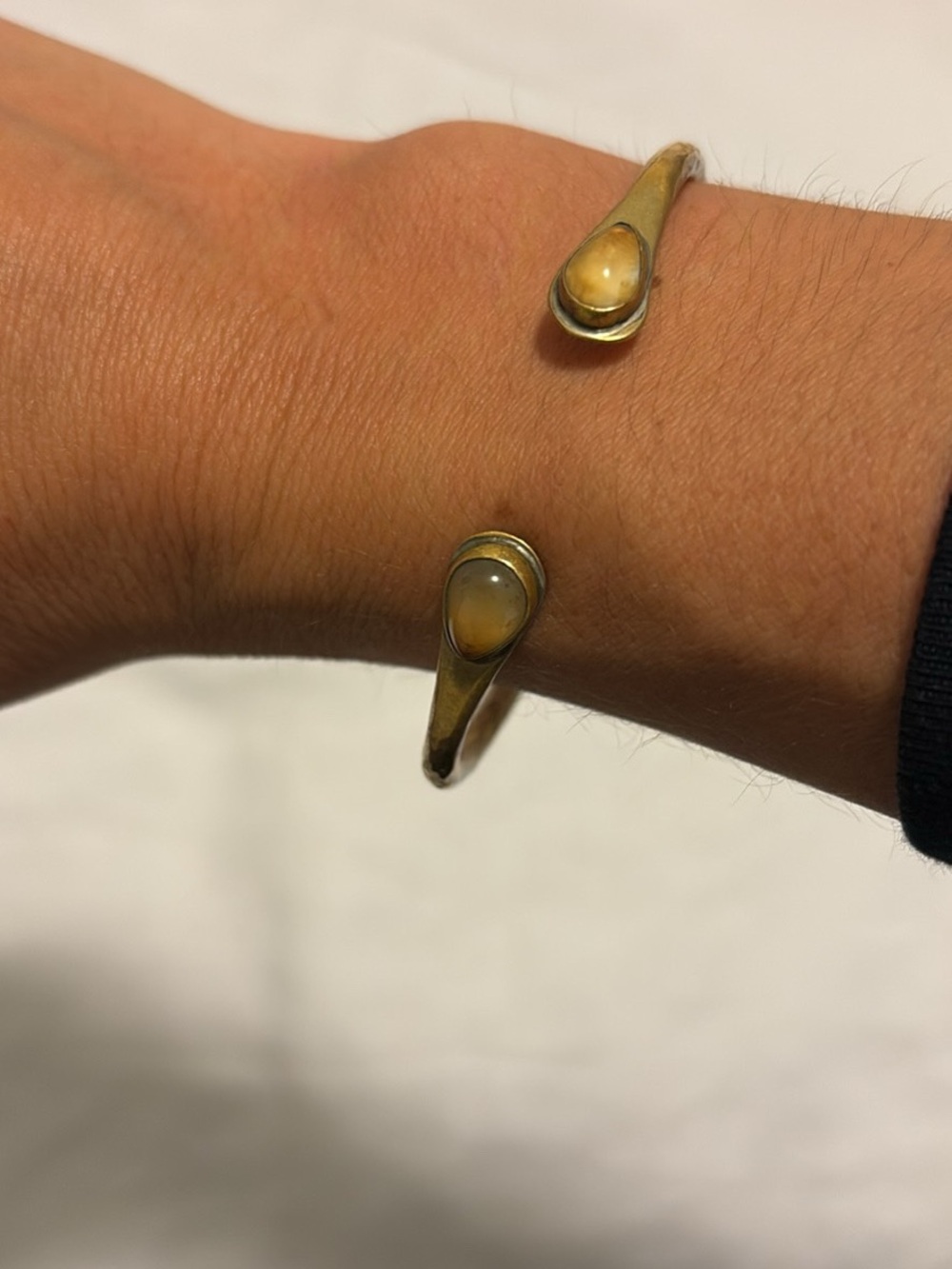 Gold-Toned Teardrop Cuff Bracelet with Amber Accent - Women Jewelry